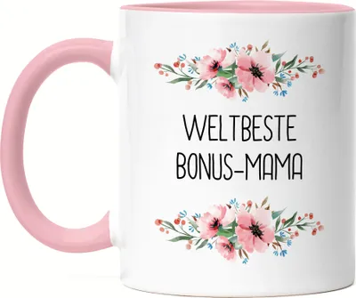 Produktbild von Weltbeste Bonus-Mama Tasse Rosa Mutterliebe Blumenmotiv Geschenkidee Muttertag Geburtstag