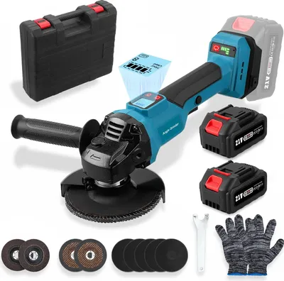 Immagine prodotto di Smerigliatrice angolare - Batteria da 18 V - 3 velocità - Velocità variabile - Taglio e levigatura - Batteria inclusa - Blu