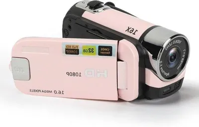 Image de Caméra numérique HD 1080p pour vlog avec zoom 16x - Caméra selfie sans fil rouge de 24 pouces avec flash - Caméscope photo