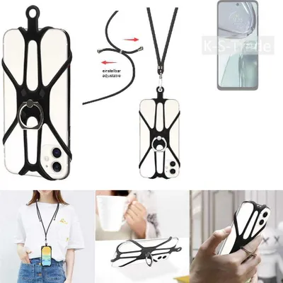 Produktbild von K-S-Trade 3in1 Handykette Handyband Handykordel Halsband Smartphone-Ring Handy-Ring kompatibel mit Motorola Moto G62 5G Fingerhalterung Handyring
