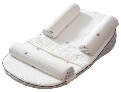 Image de Coussin de positionnement Zimilo Baby 80 x 45 cm, coussin anti-reflux réglable, inclinaison de 0 à 30°, lavable, respirant, avec rouleaux latéraux et housse, motif étoiles