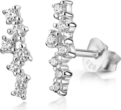 Produktbild von MATERIA Damen Ohrstecker Zirkonia Silber 925 - Ohrringe Stecker lang weiß 13mm in Schmuck-Etui SO-406