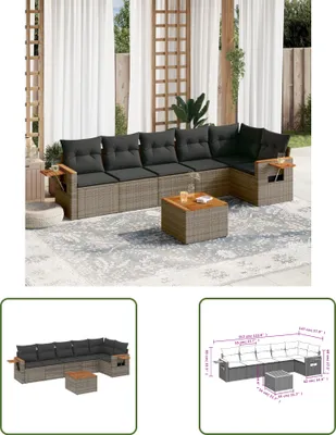 Produktbild von The Living Store 7-tlg. Garten-Sofagarnitur mit Kissen Grau Poly Rattan
