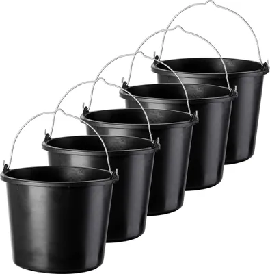 Produktbild von KADAX Baueimer "Bado", Eimer, Mörtelkübel, Putzeimer, Maurerkübel, Wohnaccessoires, Schwarz, 5L, 5 Stück
