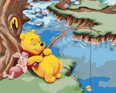 Obrázek produktu pro Zuty - Malování podle čísel - MEDVÍDEK PÚ A PRASÁTKO RYBAŘÍ, 40x50 cm, bez rámu a bez vypnutí plátna