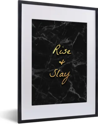 Produktbild von MuchoWow® Gerahmtes Poster Zitate - Sprichwörter - Gold - Marmor 30x40 cm - Poster mit Schwarzem Bilderrahmen Wandposter Rahmen Foto Bilder - Wandposter Schlafzimmer