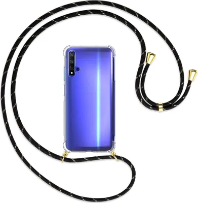 Produktbild von Handykette Backcover-Schutzhülle mit Band (Metall goldfarben) für Honor 20 / Huawei nova 5T - schwarz/gold