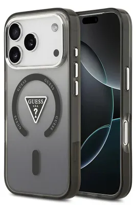 Zdjęcie produktu dla GUESS case for IPHONE 17 Pro compatible with MagSafe GUHMP17LHGTMLCGK (IML Gradient W/ Triangle Logo) black