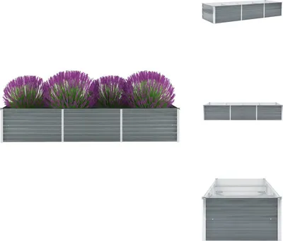 Produktbild von vidaXL Garten-Hochbeet Verzinkter Stahl 240x80x45 cm Grau -  Blumentöpfe & Pflanzgefäße