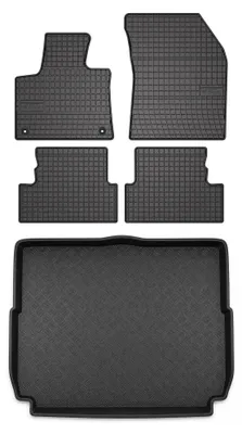 Productafbeelding van Rubberen automatten + kofferbakmat voor Peugeot 3008 II vanaf 2016 – 5-delig, zwart, op maat – Wielganizator SolidPRO