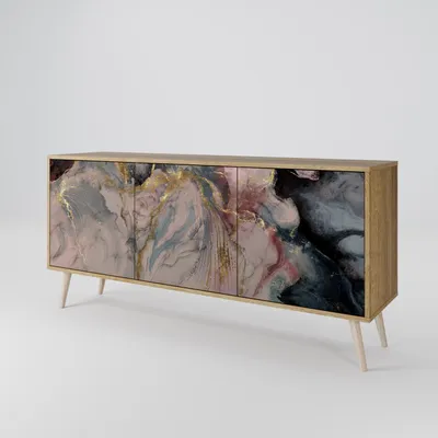 Produktbild von Spacerebels Kommode mit 3 Türen - Sideboard Komodenschrank - Highboard - Kleiderschrank Möbel - Wohnzimmer Schlafzimmer - 57,5×111×42 (HxBxT)