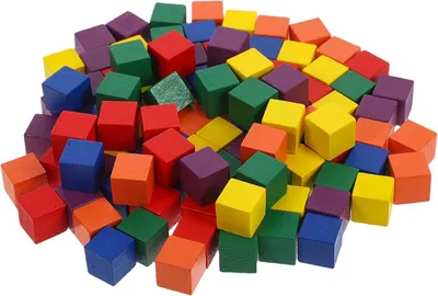 Imagen del producto de Bloques de madera de colores, 100 unidades, cuadrados, para niños y manualidades
