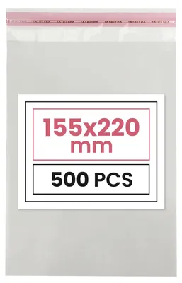 Productafbeelding van 500 platte zakken met zelfklevende flap 15,5 x 22 cm voor verpakking