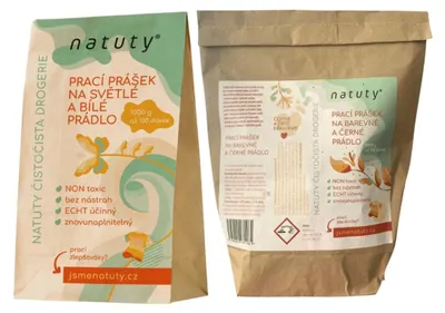 Imagen del producto de Natuty: Detergente en polvo para ropa blanca y de colores claros (1 kg) + detergente para ropa de color y negra (1 kg). Paquete económico