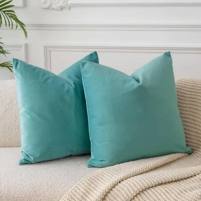 Productafbeelding van Fluwelen kussenslopen, 60x60 cm, blauwgroen, set van 2