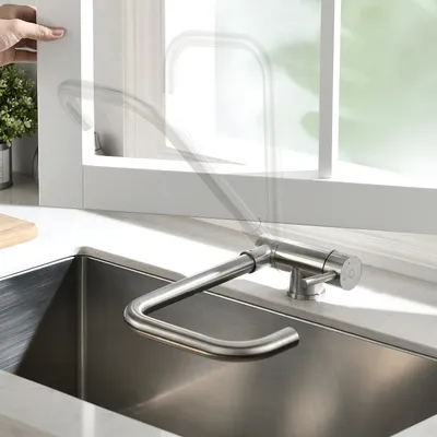 Produktbild von CECIPA Fenster-Küchenarmatur Küchenmischer 304 Edelstahl 360° drehbar Waschbeckenhahn mit 2 Funktionen Wasserabfluss