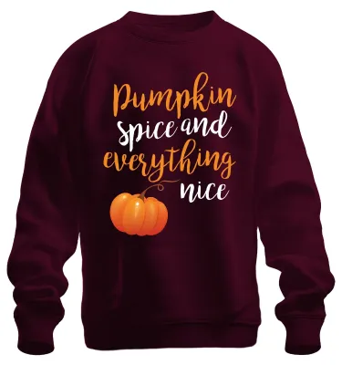 Imagen del producto de Sudadera uni con motivos de calabaza y otoño, color burdeos, talla M