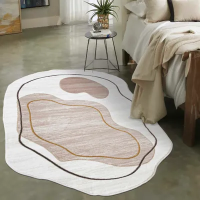 Produktbild von Mazovia Teppich Beige Abstrakt - Wohnzimmer, Schlafzimmer, Esszimmer, Büro, Kurzflor Unregelmäßig - ® Zertifikat, Braun - 120 x 170 cm