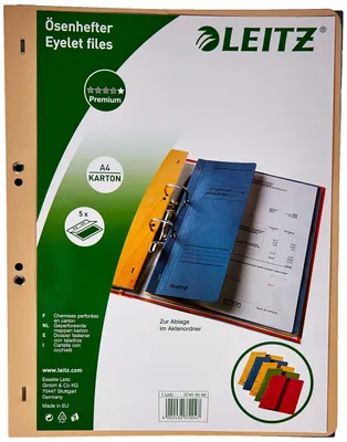 Produktbild von Leitz Ösenhefter A4, kfm. Heftung, Manilakarton, 5 Stück