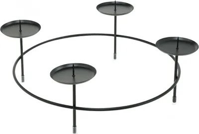 Produktbild von Schwarzer Metall-Kerzenhalter für 4 Stumpenkerzen Ø28,5cm 2er Set, 2 Stück