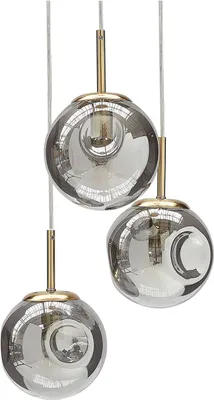 Zdjęcie produktu dla BELIANI Lampa wisząca przezroczyste szklane klosze mosiężna metalowa okrągłe 3-punktowe oświetlenie do mieszkania salon