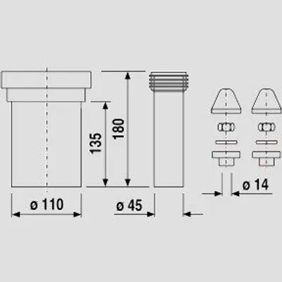 Produktbild von SANIT 58.A09.00..0099 WC-Anschlussgarnitur 180mm DN100