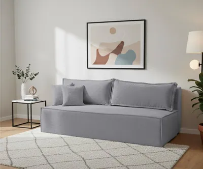 Image de VENASI TIMO Canapé-lit Cord POSO avec fonction couchage 200x150 cm & coffre de rangement Canapé rembourré GRIS