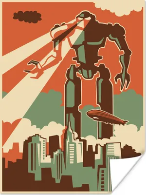 Produktbild von MuchoWow® Poster Roboter - Vintage - Zeichnung 30x40 cm - Wandplakat - Poster Kinderzimmer