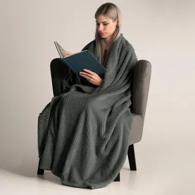 Produktbild von Kuscheldecke Fleece kuschelig weich Tagesdecke 150 x 200 cm - Dunkelgrau
