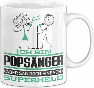 Produktbild von Popsänger Geschenk Tasse Ich Bin Popsänger Aber Sag Doch Einfach Superheld Lustige Geschenkdiee für Popsänger Kaffee-Becher (Weiß)