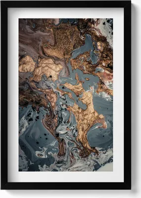 Produktbild von Marmor goldene Abstraktion– Wandbild mit Rahmen – Gerahmtes Bild  – Wanddekoration – 40x60 cm –  Schwarz