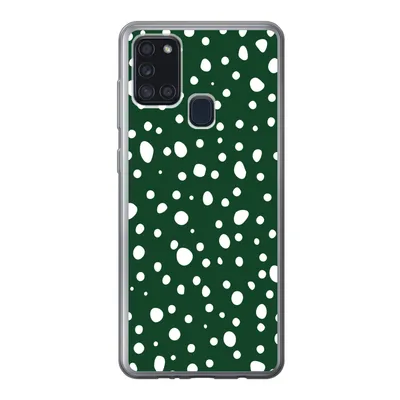 Produktbild von MuchoWow® Handyhülle Schutzhülle Hülle für Samsung Galaxy A21s Polka dots - Weiß - Grün Silikon Softcase Handy Hülle - Hartschale