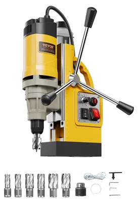 Image de VEVOR Perceuse à noyau magnétique, 1400 W, φ50 mm, 12800 N, portable, 650 tr/min, perceuse pour surfaces métalliques, industrie, bricolage, jaune