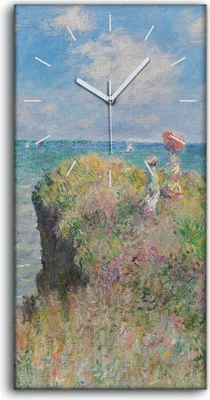 Produktbild von Wohnzimmer-Bild Leinwand Uhr Geräuschlos 30x60 Der Klippenweg bei Pourville - weiße Hände