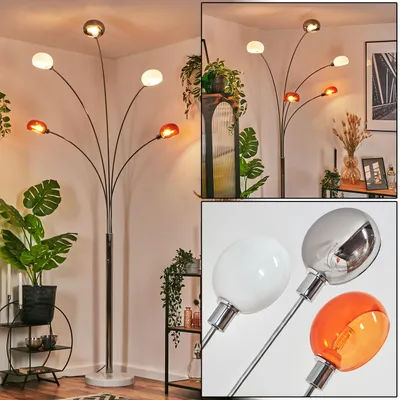 Produktbild von Suio Stehlampe aus Metall in Weiß/Chrom/Orange/Schwarz, Vintage-Design