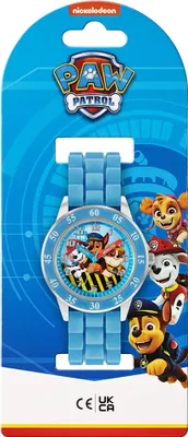 A Paw Patrol branded watch in its retail packaging.
