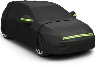 Immagine prodotto di Copertura per auto Unyqoos® per auto con portiere a soffietto, dimensioni 435x180x160 cm, a 5 strati (cotone/PEVA), impermeabile, con cerniera a destra, con strisce riflettenti