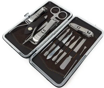 Produktbild von Profi 12 Teiliges Maniküre Set Nagelpflege Nagelknipser Pediküre Nagelset Etui