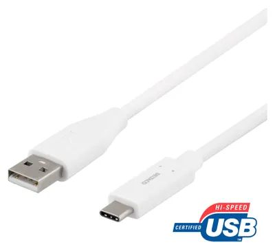 Obrázek produktu pro Deltaco USBC-1011, 2 m, USB A, USB C, USB 2.0, 0,48 Gbit/s, Bílá