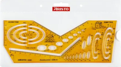 Produktbild von Aristo Schablone Axokombi I DIN 5, 225 x 85 mm, Tuschenoppen