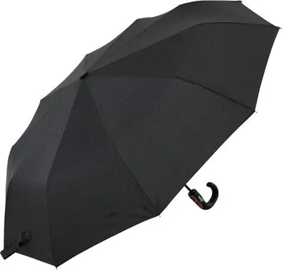 Produktbild von Unyqoos® Herren-Taschenschirm XXL, Automatik Auf-/Zu, Schwarz mit Holz‑Look Rundhaken, Teflon-beschichtetes 100% Polyester, sturmfestes Stahl-Glasfaser-Gestell, Ø 106 cm, 34 cm