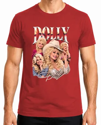 Productafbeelding van Dolly Parton, landelijke muzieklegende, western cowgirl, heren T-shirt, rood, maat M