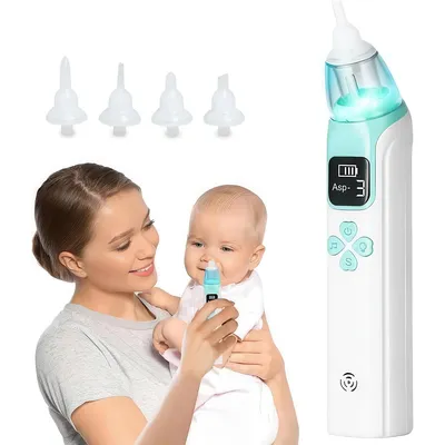 Produktbild von Nasensauger Baby Elektrisch, 3 Saugstufen, 3 Silikondüsen, 2-in-1 Nasensauger, Anti-Reflux, mit Kinderliedern, für Neugeborene & Kleinkinder