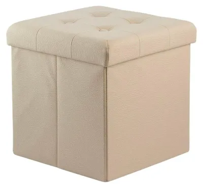 Productafbeelding van Voetenbank en Opbergbox in Ivoorkleur, 40 x 40 cm