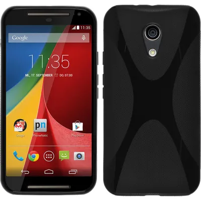 Produktbild von PhoneNatic Case kompatibel mit Motorola Moto G 2014 2. Generation - schwarz Silikon Hülle X-Style Cover
