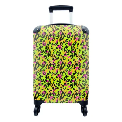 Produktbild von MuchoWow® Koffer Handgepäck Trolley Rollkoffer Kleine Reisekoffer mit 4 Rollen - Muster - Tiermuster - Neon - Cabin Size < 55x40x23 cm & 55x40x20 cm - Fotokoffer - Kabinenkoffer - Boardgepäck - Reise-Box - Reisekoffer - Reisegepäck - Koffer mit Bild - Trolley für Kinder