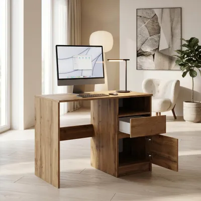 Obrázok produktu pre Kompaktný písací stôl 100 x 50 cm | Moderný počítačový a kancelársky stôl | Stôl na počítač pre domácu kanceláriu a detskú izbu | Wotan dub | Široký výber farieb