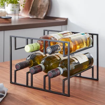Image de Porte-bouteille pour 6 bouteilles 29x21x25 cm métal noir | Wohnling