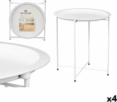 Obrázek produktu pro Skládací boční stolek WR4405.1 Bílý 46,8 x 50,2 x 46,8 cm (4 kusy)