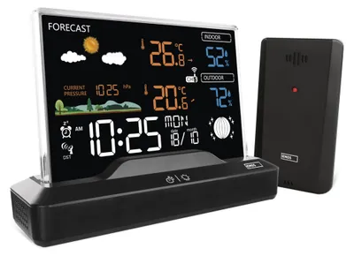 Drahtlose Wetterstation mit Außensensor, Thermometer, Hygrometer, Barometer, Uhr